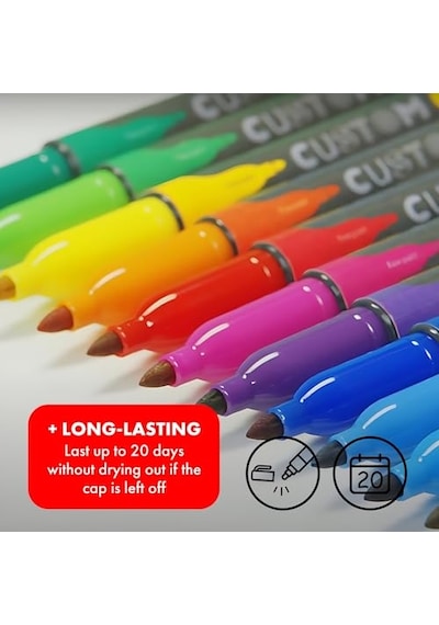 Permanent Marker Ince Uclu Askili Paket 12'li Çok Renkli