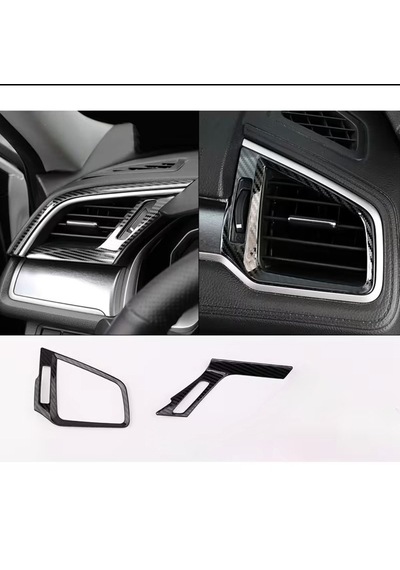 Honda Civic Fc5 - Fk7 2016-2021 Uyumlu Karbon Hava Menfez Klima Kaplama 3 Parça