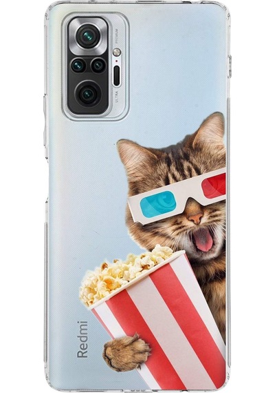 Xiaomi Redmi Note 10 Pro İle Uyumlu Kedi 1 Kamera Korumalı Şeffaf Kılıf Şeffaf