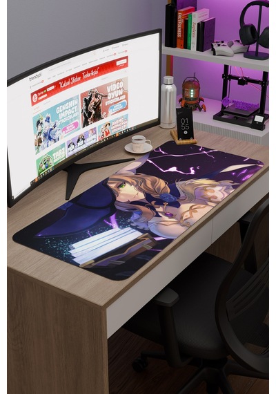 Lisa Genshin Impact Anime Oyuncu V4 - 90x40 Xxl Gaming Mouse Pad Fare Altlığı