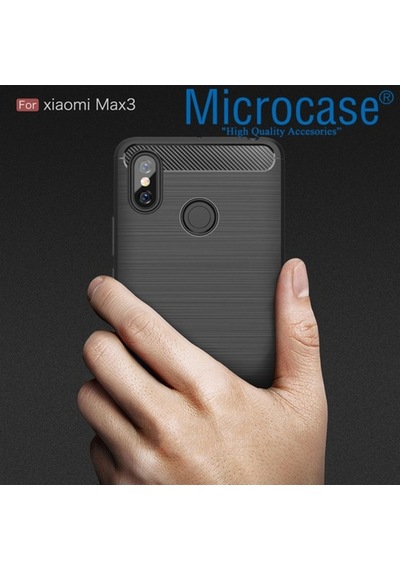 Microcase Xiaomi Mi Max 3 Brushed Carbon Fiber Silikon Kilif+Cam 281156992 - Seçenek / Cam Koruma-Cam Istiyorum