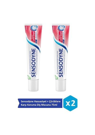 Sensodyne Hassasiyet + Çürüklere Karşı Koruma Diş Macunu 75ml X 2 Adet Beyazlık