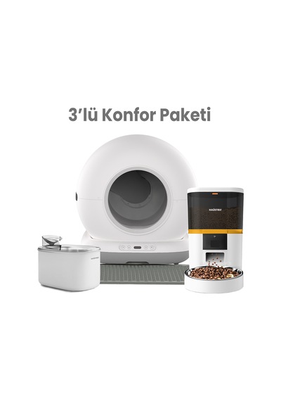 Haustier Cb001 Gri Kedi Tuvaleti Qq003 Beyaz Mama Kabı Wf007l Beyaz Kedi Suluğu 3 Lü Set Haustier Türkiye Garantili