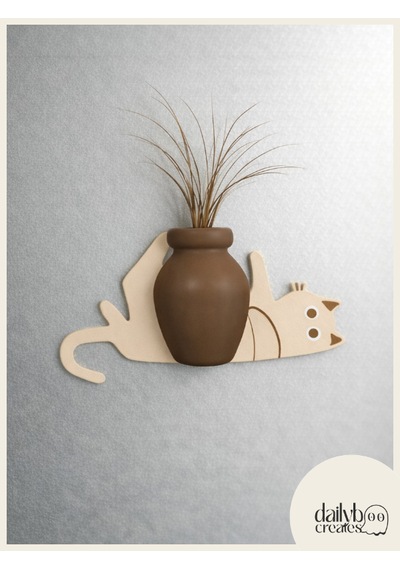Kedi Bıyığı Toplayıcı Magnet-vazolu Buzdolabı Süs-2 Renkli Yatan Kedi Bıyığı Biriktirme Magnet Bej
