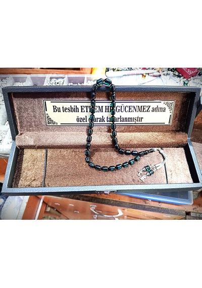 Sürmelı Kapsul Kesım Ateş Kehrıbar Tesbıh Gümüş Püsküllü Ve Harf