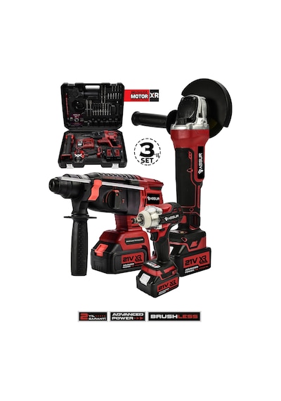 Assur ASR1005 21V Hilti Somun Sökme Taşlama 3'lü Set Kırmızı