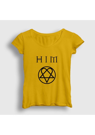 Presmono Kadın Logo Him T-shirt Sarı