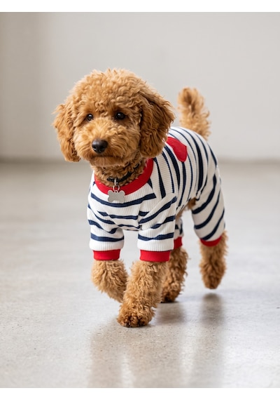 Mon Amour Çizgili Köpek Tulumu Pamuklu Penye Köpek Pijaması Küçük Irklar İçin Tüy Dökülmesini Azaltır