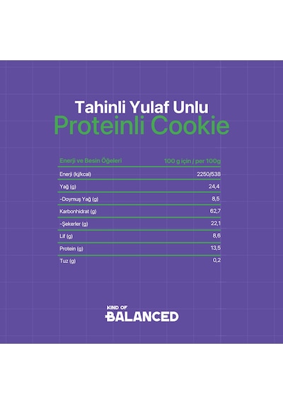 Glütensiz Bitter Çikolatalı Tahinli Proteinli Cookie 50 Gr