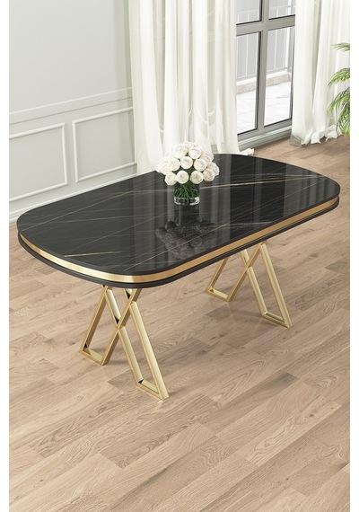 Canisa Zae Serisi 90x168 Lak Panel Siyah Mermer Desen Gold Ayak Masa Takımı 6 Cappucino Sandalye Sonata Masa Cappucino Sandalye Ayaklar Gold Canisa Zae Serisi 90x168 Lak Panel Siyah Mermer Desen Gold Ayak Masa Takımı 6 Cappucino Sandalye Sonata Masa Cappucino Sandalye Ayaklar Gold