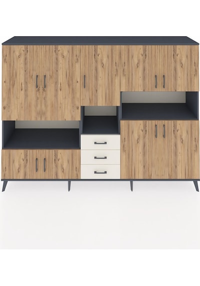 Hyperion Dolap 13 Raflı 3 Çekmeceli 9 Kapaklı 220x44x163 Antrasit Antrasit-çam/aytaşı Hyperion Dolap 13 Raflı 3 Çekmeceli 9 Kapaklı 220x44x163 Antrasit Antrasit-çam/aytaşı