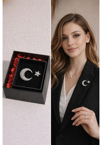 Nar, Yıldız, Fincan, Bisiklet, Ayyıldız Yaka İğnesi, Kadın Broşları Ay Yıldız