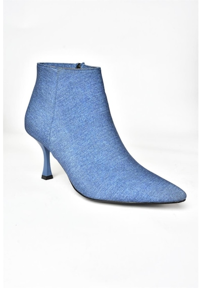 Fox Shoes N282102110 Lacivert Kot İnce Topuklu Sivri Burun Kadın Bot Lacivert