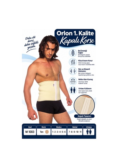 Orlon 1. Kalite Kapalı Korse Unisex Bel Ve Karın Korsesi M 1003 - Rylks Standart