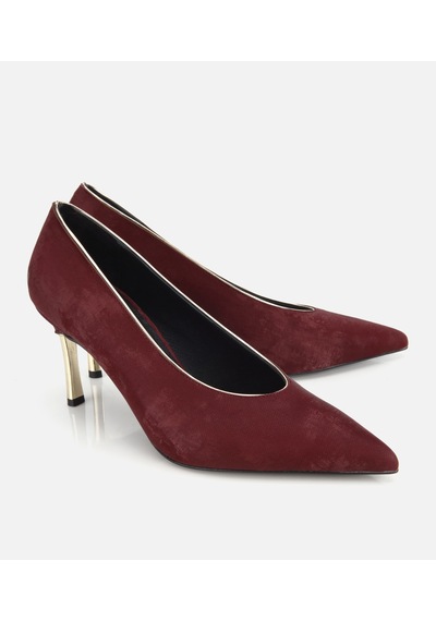 Hotiç Kadın Süet Bordo Gold Detaylı İnce Topuklu Stiletto 01ayh332690a780 01ayh332690a780