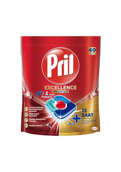 Excellence 5'i 1 Arada Bulaşık Makinesi Deterjanı, 40 Kapsül, 40 Kaüsl