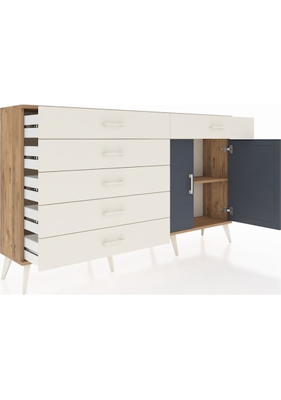 Arges Konsol Tek Raflı 6 Çekmeceli 2 Kapaklı 176x30x99 Çam-antras Çam-antrasit/aytaşı Arges Konsol Tek Raflı 6 Çekmeceli 2 Kapaklı 176x30x99 Çam-antras Çam-antrasit/aytaşı