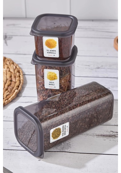 6'lı 12 Parça 1700 Ml Hava Geçirmez Kapaklı Saklama Kabı Seti Erzak Bakliyat Kabı Mutfak Düzenleyici Gri - 750295957 Gri