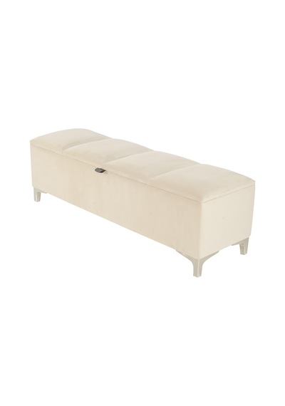 Vetra V2 Sandıklı Puf  Beyaz Dilimli Model Sandıklı Bench Puf - Sandıklı Yatak Ucu Bankı