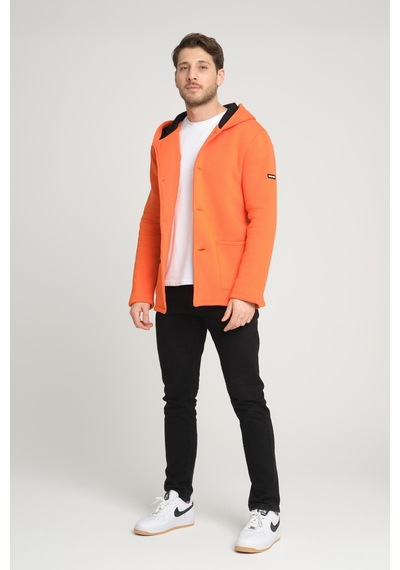 Alexandergardi Alexandergardı Kapüşonlu İçi Şardonlu Oversize Ceket E22-60700 Turuncu