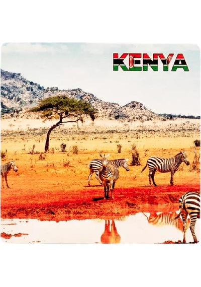 Kenya Temalı Ahşap Bardak Altlığı Çok Renkli