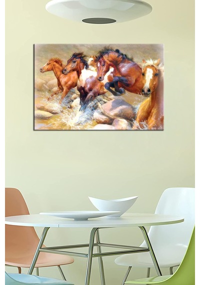 Koşan Vahşi Atlar Dekoratif Duvar Kanvas Tablosu 50x35