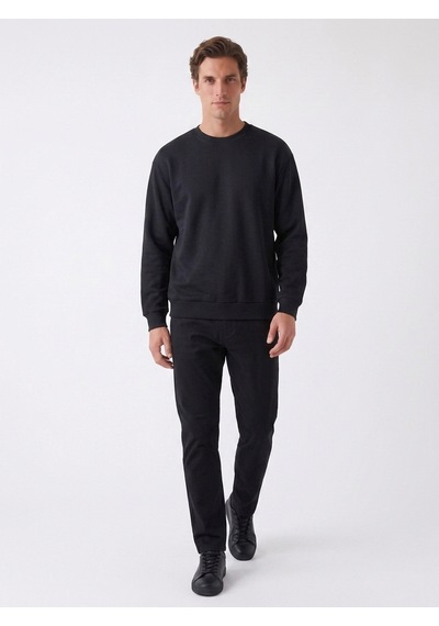 Noux 3 İplik Pamuk Sweatshirt Siyah