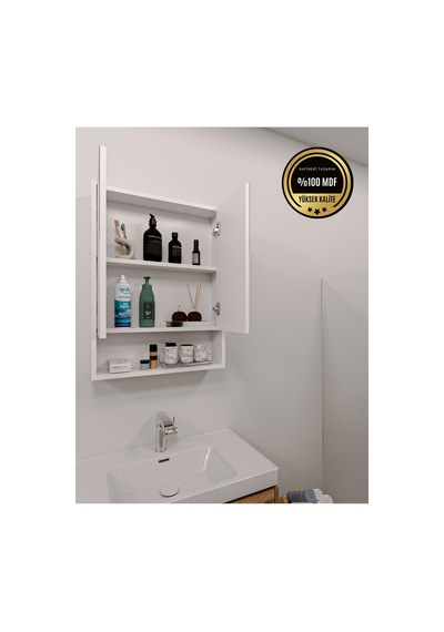 Lotus Banyo Dolabı Aynalı Raflı Kapaklı 6998 Lotus Banyo Dolabı Aynalı Raflı Kapaklı 6998