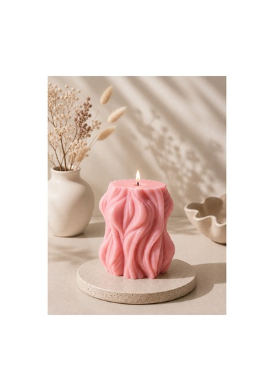 Riva - Dekoratif Mum Pembe