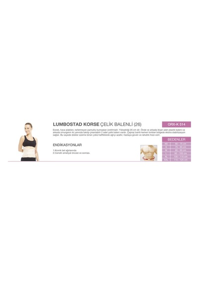 Orlex Orx-K 514 Lumbostad Korse Çelik Balenli 26 CM