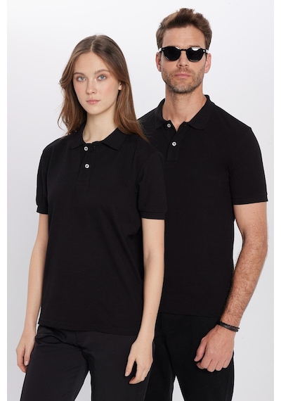 Tudors Erkek Slim Fit Dar Kesim Pamuklu Yumuşak Dokulu Serin Tutan Kumaş Düz Pike Polo Yaka Tişört-30765 Siyah