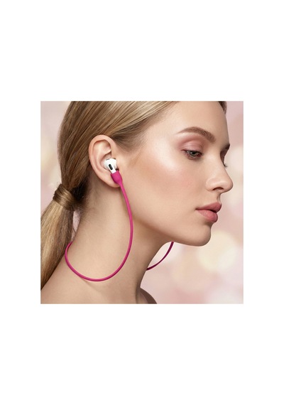 Caseonn Apple Airpods Uyumlu 5 Manyetik Boyun Askısı Kulaklık Tutucu İp Koyu Pembe
