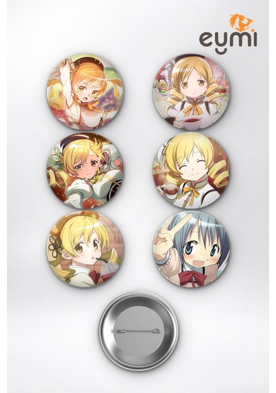 Madoka Magica Mami Tomoe & Sayaka Miki Çanta Süsü Rozet İğneli Buton Rozet Seti 58 Mm 6'lı Çok Renkli
