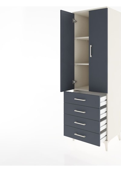 Hyperion Dolap 3 Raflı 4 Çekmeceli 2 Kapaklı 60x44x195 Aytaşı-antrasit Aytası
