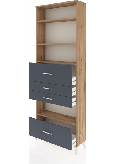 Arges Dolap 4 Raflı 4 Çekmeceli 88x30x243 Çam-antrasit Atlas Çam Arges Dolap 4 Raflı 4 Çekmeceli 88x30x243 Çam-antrasit Atlas Çam
