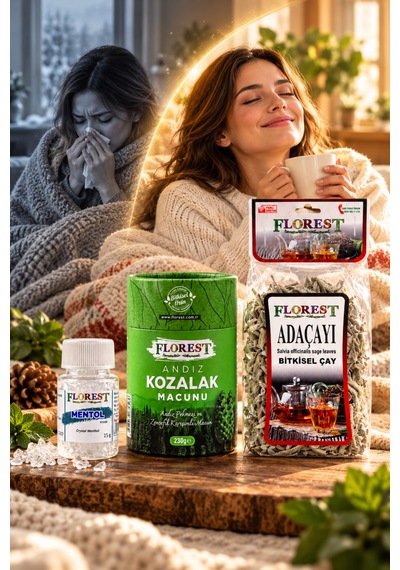 Mentol Kristali 15 G + Andız Kozalak Macunu 230 G + Adaçayı 40 G 3'lü Bitkisel Ürün Seti