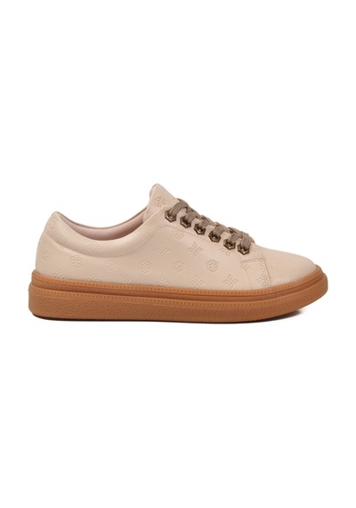Pierre Cardin Krem Bağcıklı Kaymaz Taban Kadın Casual Ayakkabı Pc-55071 Z Krem