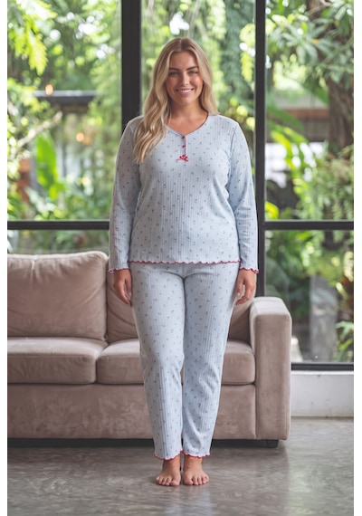 Seboteks Raporlu İnterlok Kumaş Yakası Düğmeli Kışlık Büyük Beden Kadın Pijama Takımı 2900 Mavi Seboteks Raporlu İnterlok Kumaş Yakası Düğmeli Kışlık Büyük Beden Kadın Pijama Takımı 2900 Mavi