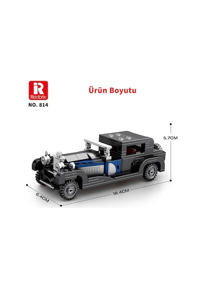 Reobrix Creator 814 Bugatti Type 41 Royale Klasik Araba Yaratıcı Yapı Blok Seti Building Blocks - 249 Parça