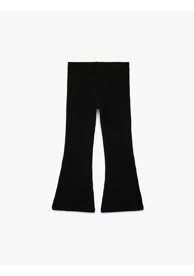 Koton Ribanalı Beli Lastikli İspanyol Paça Pantolon Siyah 6skg40055ak Siyah
