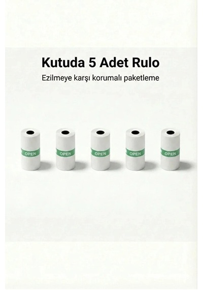 Kendinden Yapışkanlı Çocuk Kamera Baskı Kağıdı, 5 Li Rulo 57x25mm Baskı Termal Kağıt Rulo 1