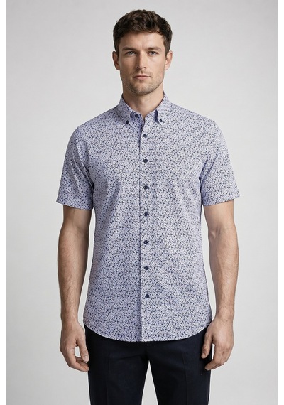 Xint Bisse Lacivert Regular Fit Cepsiz Kisa Paşa Yaka Gömlek Bsgmeks26313 C39