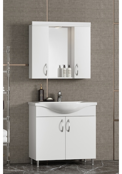 Yıldız 75 Cm Beyaz Mdf Seramik Lavabolu Ayaklı Banyo Dolabı Takımı Yıldız 75 Cm Beyaz Mdf Seramik Lavabolu Ayaklı Banyo Dolabı Takımı