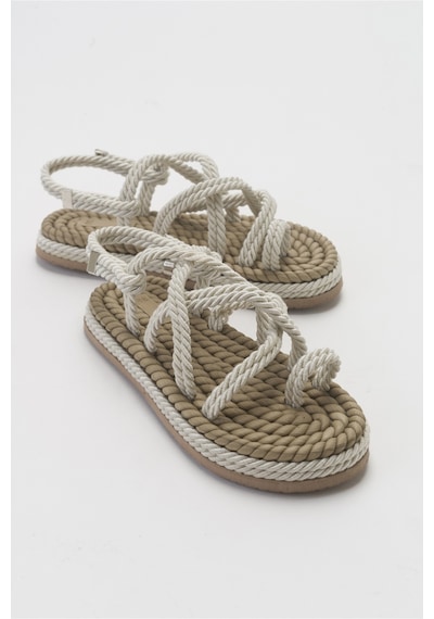 Luvishoes İp Bej Kadın Sandalet Bej