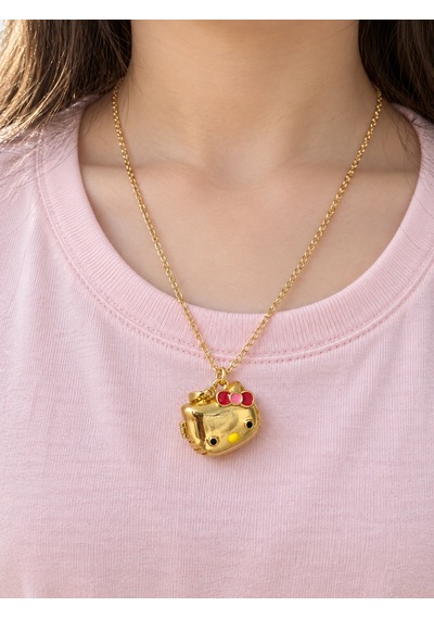 Hello Kitty Figürlü 316l Paslanmaz Çelik Gold Renk Açılır Kapaklı Kolye Altın - Gümüş