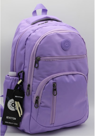 Lila Unisex Okul Çantası Su Geçirmez Kumaş Unisex Okul Sırt Çantası 1700 Mor
