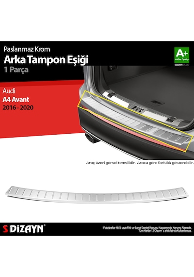 S-dizayn Audi A4 Avant Krom Arka Tampon Eşiği 2016-2020