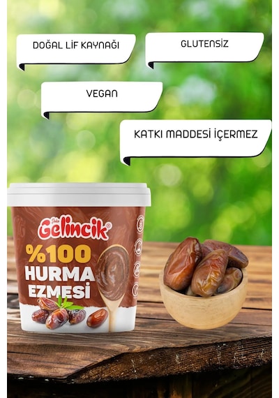2'li Set Katkısız Doğal %100 Sade Hurma Ezmesi %100 Hurma Dolgusu 2kg Hurma Püresi 2 Adet