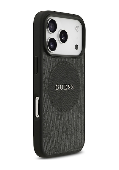 Apple Uyumlu iPhone 17 Pro Kılıf Guess Lisanslı M-safeli Yazı Logolu Circle Classic Kapak Siyah Siyah
