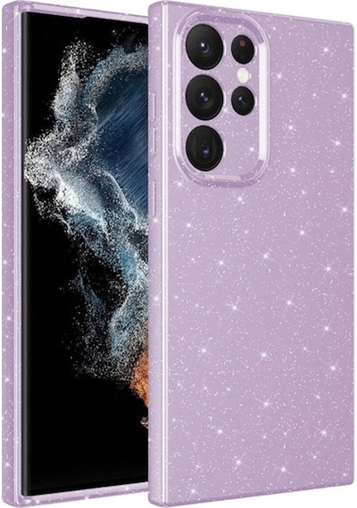 Samsung Uyumlu Galaxy S22 Ultra Kılıf Kamera Korumalı Simli Lüks Zore Koton Kapak Lila